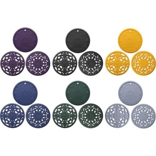 3pcs Hollow Silicone Trivet Mat for Countertop Hot Pan Pot Pads Heat Resistant Table Placemat Dish Drying Mats