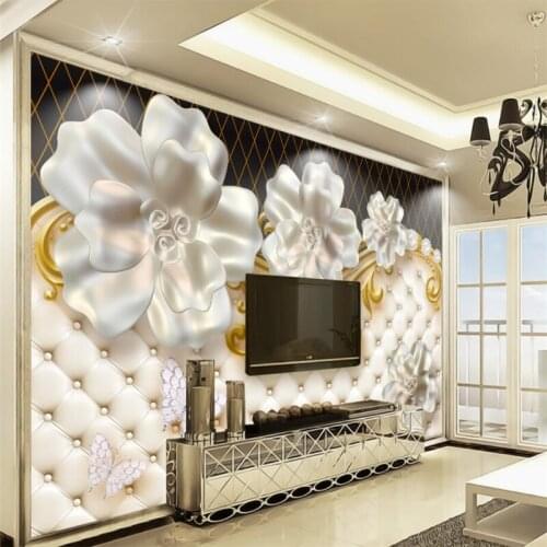 Beibehang Custom 3d wallpaper jewelry flowers luxury soft package 3d stereo wall paper background wall decoration