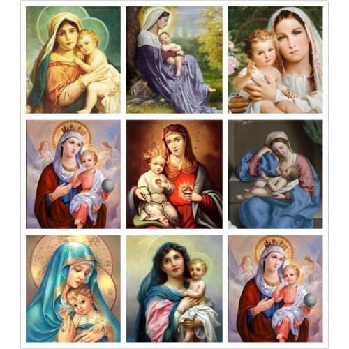 5D DIY Diamond Painting Full Wheel Diamond Embroidery Cross Stitch Mosaic Needle Kit Religious Art Virgin Mary Home Decor Gift