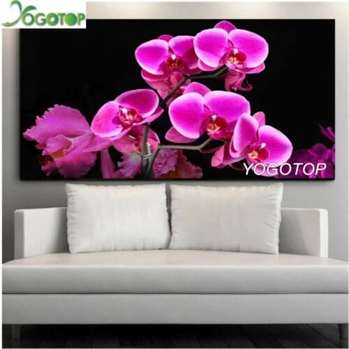 Diamond Painting pink orchid flower 5d diy Full Diamond Embroidery Drill Rhinestones mosaic large Home Decoration YY2971