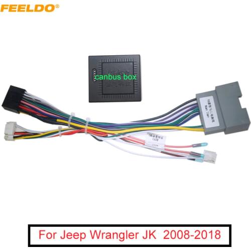 FEELDO Car 16pin Android Wiring Harness With Canbus For Jeep Wrangler JK (2008–2018) Aftermarket Stereo Installation