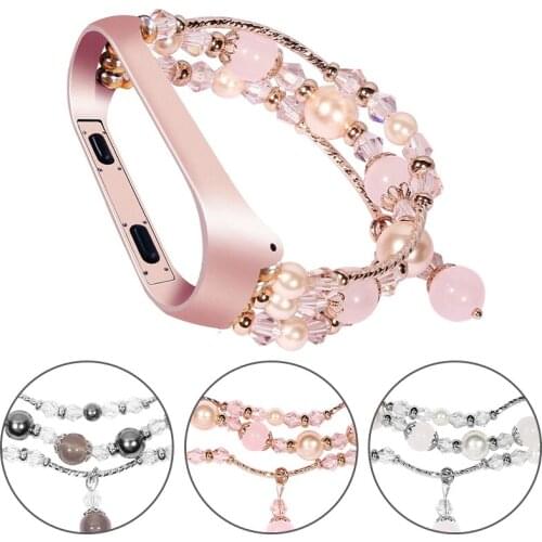 Steel Watch Bracelet for Xiaomi Mi Band 6 5 4 Fashion Pearl Watch Band wristband Replacement Strap Jewelry Band for Miband 5 4 3