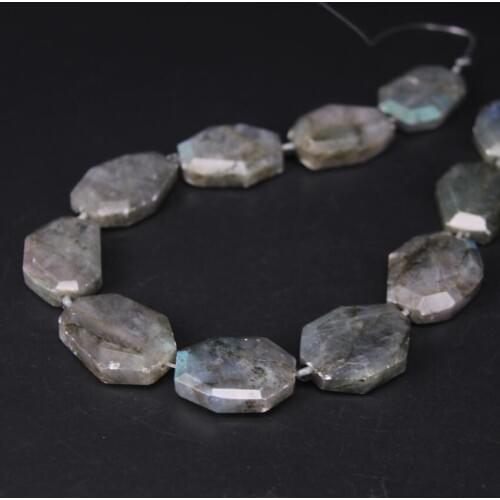 11PCS/strand Flash Labradorite Faceted Slab Nugget Loose Beads,Cut Natural Stone Gems Slice Pendant Jewelry Making 19-24x25-31mm