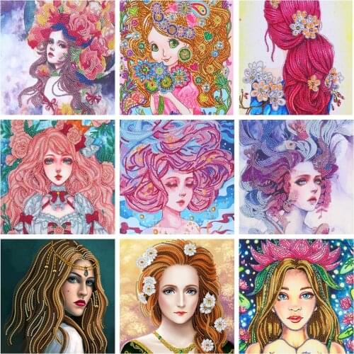 Partially Special Shape Drill Diamond Painting Character Series DIY 5D Diamond Painting Girl Decoration Gift Hanging Painting