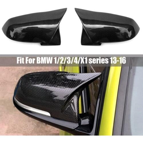 Real Carbon Fiber chrome horn Rearview Mirror Cover Cap For BMW 1 2 3 4 X1 M2 Series F20 F21 F22 F23 F30 F32 F33 F36 F87 E84 ABS