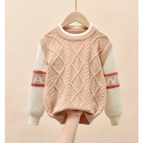 Baby Kids Tshirt Sweater Baby Girl Rhombus Three Colors Match Pattern Style Little Boy Outfit O-Neck Knitted Clothes for 3T-9T