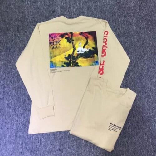 KIDS SEE GHOSTS T-shirt Men Women T-shirts Long Sleeve Kanye West Kid Kudi seven songs Graffiti Print Kanye West Top Tee