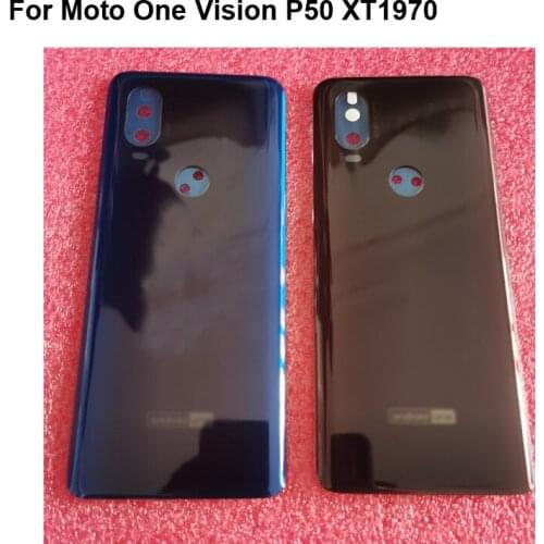 For Moto One Vision P50 XT1970 Back Battery Cover Rear Door Housing case Rear Glass parts For Moto One Vision P 50 XT 1970