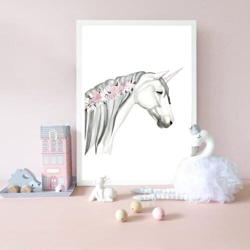 Unicorn Teepee Swan Animal Nursery Posters and Prints Baby Wall Art Canvas Painting Decorative Picture Nordic Kids Decoration