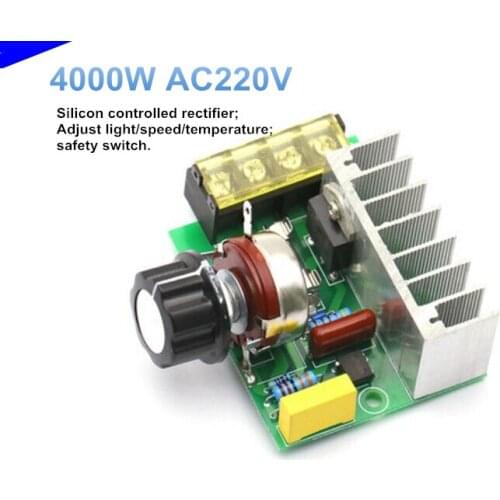 4000W AC220V Silicon controlled rectifier Electronic voltage regulator,Adjust light/speed/temperature,With safety switch