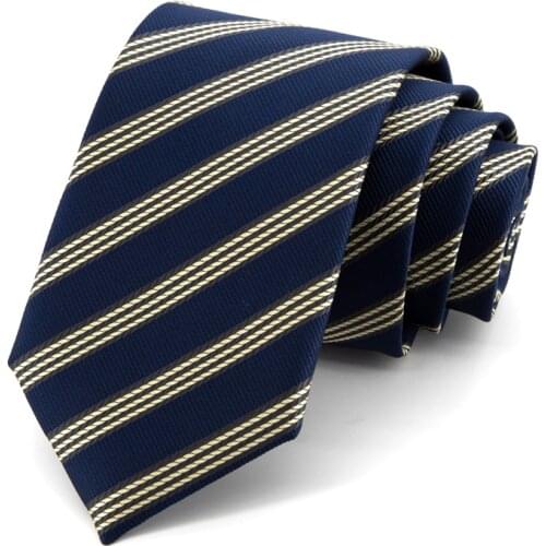Blue Striped Ties for Men Business Dresses 7 CM Necktie High Quality Male Fashion Formal Work Cravat With Gift Box