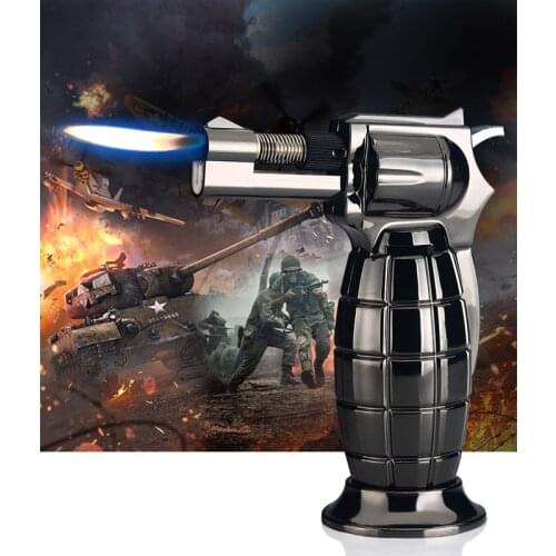 Kitchen Torch Lighter BBQ Zinc Alloy Shell Creative Throw Refillable Gas Lighters Portable Spray Butane Jet Cigar Lighter Gun