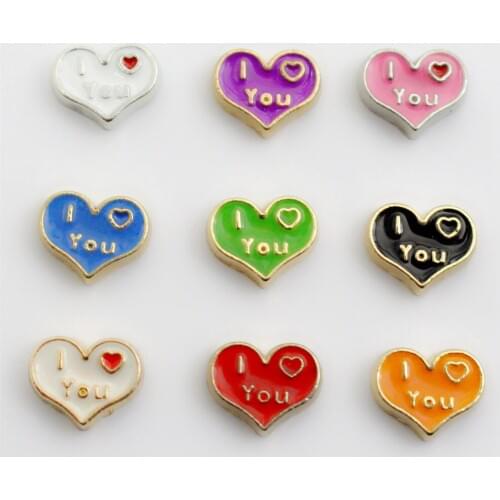Hot Selling 10pcs/lot Red Heart-shaped Floating Charms Living Glass Floating Pendant Lockets Charms