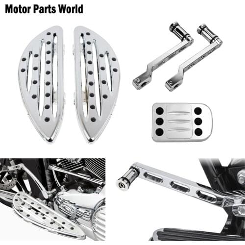 Motorcycle Front Driver Floorboards Footrest Heel Toe Shift Levers Shifter Pegs Brake Pedal Pad For Harley Touring Dyna Fat Boy
