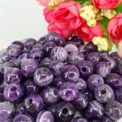 Natural Purple Amethyst Stone Carved 10mm Quartz Sphere Ball Bead Reiki Healing Crystal Stones for Diy 3mm Hole 1pc