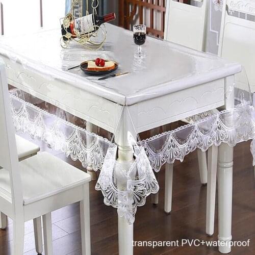 NEW Lace Soft glass transparent PVC plastic oilcloth Table mat cover cloth waterproof placemat Christmas wedding party decor