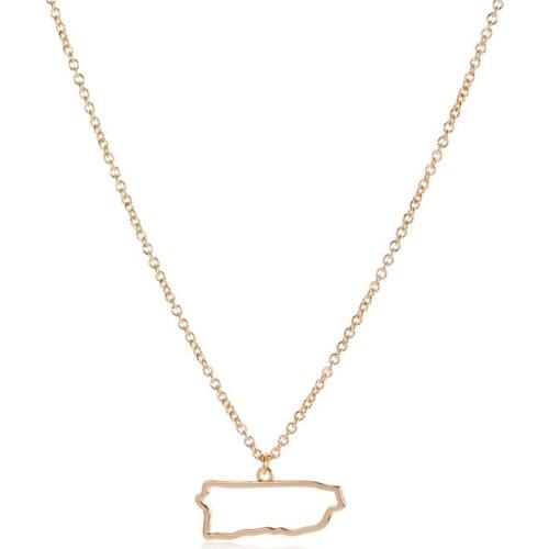 Tiny North America Caribbean Puerto Rico Map Necklace Outline Country State City Island Puerto Rican Continent Chain Necklaces