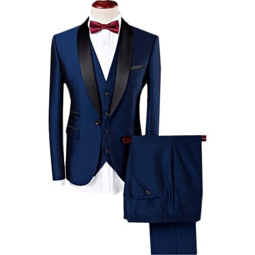 Luxury Brand Blue Men Dress Three-Piece Red White Slim Fit Sets Mens Plus Size S-6xl Male Suit