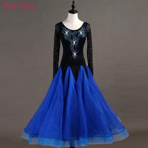 Luxurious Waltz Dance Competition Costume Diamond long Sleeve Dress Ballroom Waltz Jazz National Standard Dancing Stage Outfit
