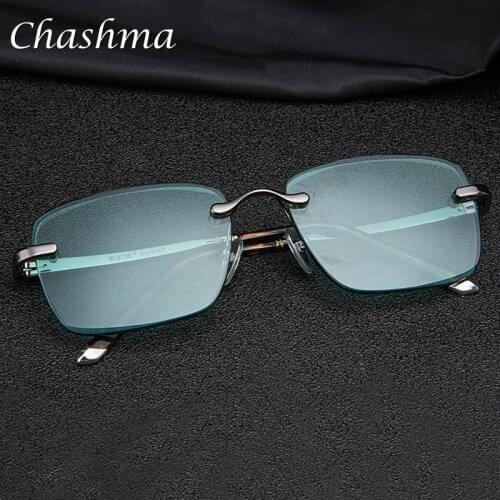 Vintage Rimless Sunglasses Men Women Luxury Crystal Stone Lens Green Sun Glasses Retro Eyeglasses Clear Lens Eyewear Oculos