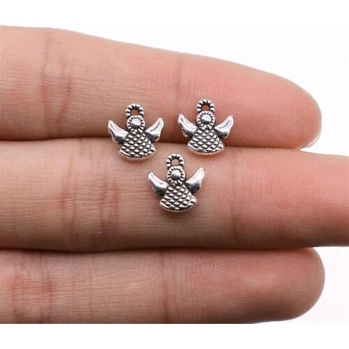 WYSIWYG 20pcs Angel Charms Pendant DIY Jewelry Findings Antique Silver Color Tone 10x10mm