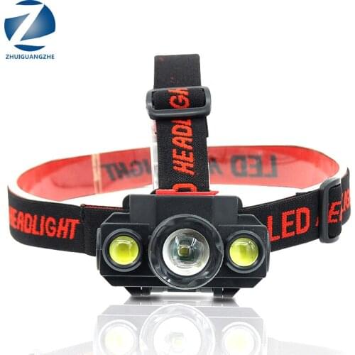 XP-E Q5 & COB Led Headlamp Use Rechargeable 18650 Battery Headlight Zoomable Head Flashlight Lamp Torch Light for Camping