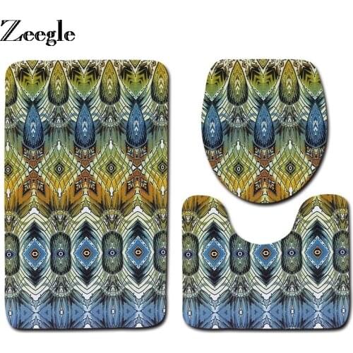 Zeegle Bathroom Carpet 3pieces Anti-Slip Home Bathroom Floor Mats Decoration Absorbent Bath Mats Toilet Rugs Toilet Accessories