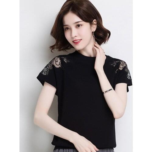 Womens Top Short Sleeve T-Shirt Loose Pullover Solid Color Knitted T Shirt Summer Fashion T Shirts Women