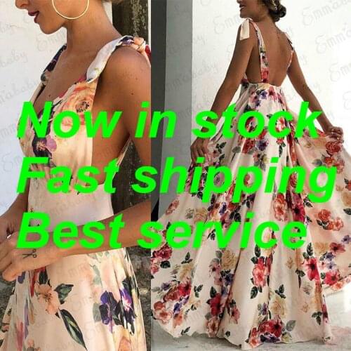 Women Boho Long Maxi Sexy Floral Dress Ladies Cocktail Party Evening Summer Beach Sundress Open Back Skirt