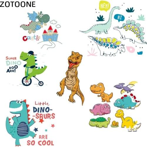 ZOTOONE Iron on Cute Dinosaur Patches for Kids Clothes DIY T-shirt Applique Heat Transfer Vinyl Cartoon Nicorn Patch Stickers G