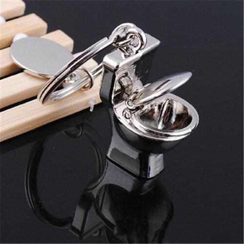 1PC Silver Plated Toilet seat Key chain For Car Metal Key Chains Symbol Key Ring Keychain For Men Women Gift