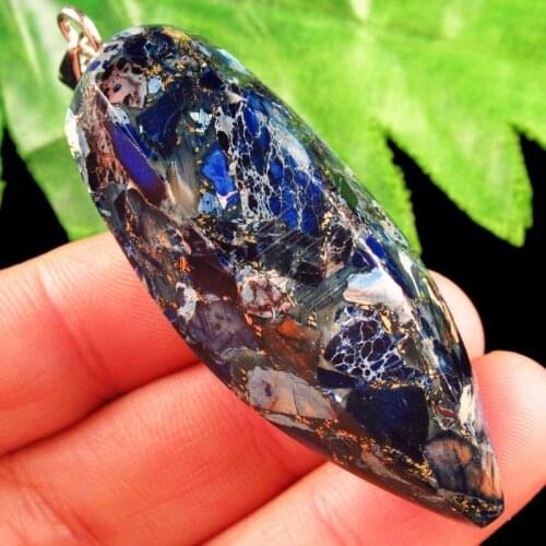 1Piese Blue Sea Sediment Jaspers Stone Hexagon Cone Pendant for Dowsing Divination Wicca Pendule Pendulum