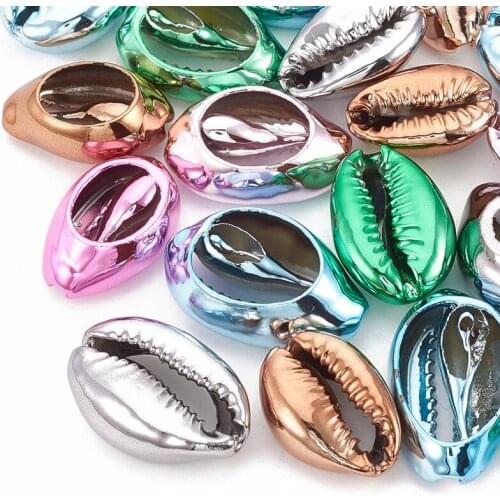 10PCS Electroplated Cowrie Shell Beads Undrilled Beads for Jewelry Making DIY Accessories 17~21x11~14x6~8mm