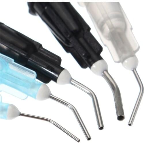100pcs Irrigation Bent Needle Tips Welding Flux Dental Flow Sealant Etchant Composite Resin Acid Reagent Syringe Tips Equipment