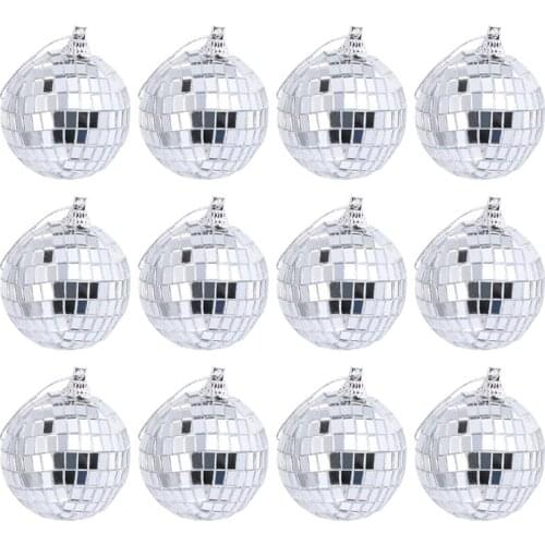 12pcs Glass Mirror Disco Ball Christmas Wedding Party Bar Disco Mirror Ball