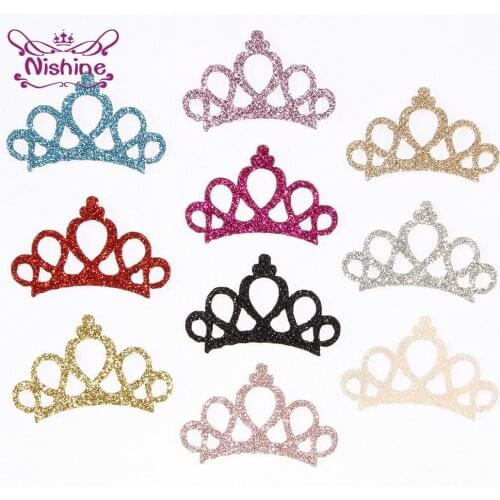 30pcs/lot Shining Non-woven Fabric Crown Accessories Solid Color Children Headwear DIY Handmade Materials Birthday Decoration