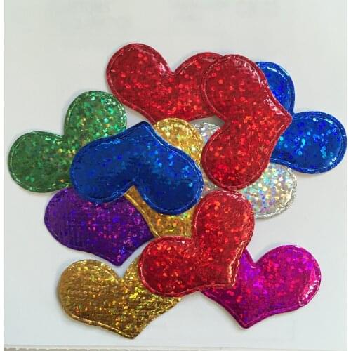 40 pieces/lot) 38mm Padded heart Applique Wedding /Christmas decoration /craft DIY Random mix A59A