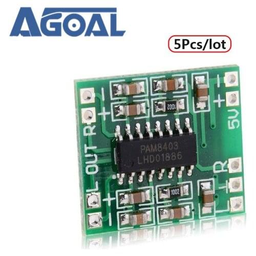 5Pcs/lot PAM8403 Miniature Digital USB Power Amplifier Board 2.5V - 5V D Type 2 x 3W Free Shipping