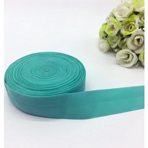 5Yards/lot 1" (25mm)Wide Cyan Fold Over Elastic Spandex Satin Band Ties Hair Accessories Lace Trim
