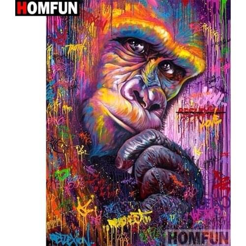 HOMFUN Full Square/Round Drill 5D DIY Diamond Painting "Colored orangutan" Embroidery Cross Stitch 5D Home Decor A01813