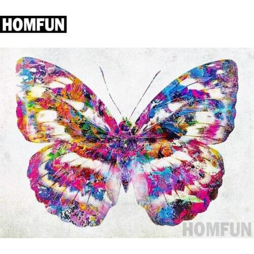 HOMFUN Full Square/Round Drill 5D DIY Diamond Painting "Color butterfly" Embroidery Cross Stitch 5D Home Decor Gift A02114