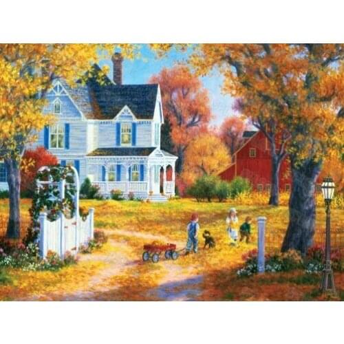 Diy Diamond Painting Natural Beautiful Scenery Country Villa Manor Western Style Childhood Memories Decorative Painting