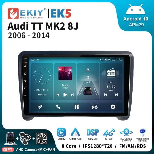 EKIY IPS 1280*720P Android Car Radio For Audi TT MK2 8J 2006-2012 Stereo Multimedia Autoradio Carplay Player Split Three Screen