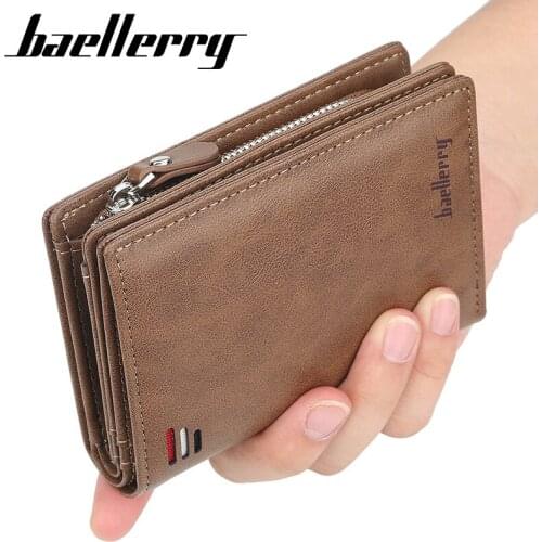Baellerry Short Men Wallets Card Holder Multifunction PU Leather Purse for Male Zipper Wallet With Coin Pocket villeteras hombre
