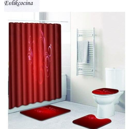 Free Shipping 4Pcs Flower Pattern Banyo Paspas Bathroom Bath Mat Set Anti Slip Tapete Banheiro Washable Toilet Rug Alfombra Bano