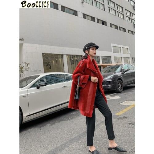 Boollili Natural Fur Coat Women 100% Wool Jacket Women Clothes 2020 Winter Coat Women Parka Real Fur Real Leather Jacket