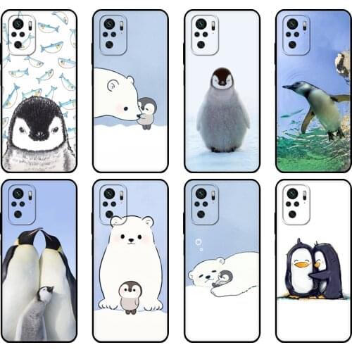 Black tpu Case For Xiaomi Redmi 9T Case Redmi Note 9T Note 10 Pro Case Lovely Penguin Polar Bear