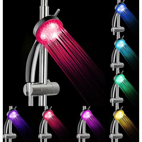 Colorful LED shower head 7 color changing shower head without batteries LED rain shower round bathroom shower