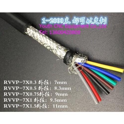 Farrow Cable RVVP, 1m High quality 0.75^mm2 7cores Shielded Cable for spindle, inverter and step motors, electrical cables etc