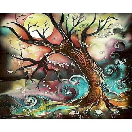 GATYZTORY DIY Painting By Numbers Abstract Tree Scenery On Cavans Frameless DIY pictures by numbers Home Decoration